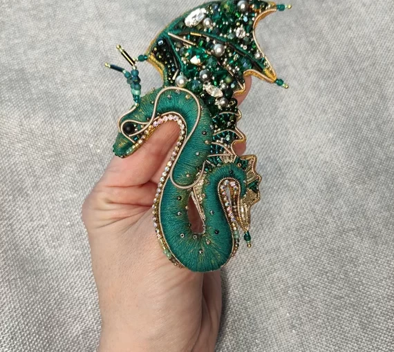 emerald dragon brooch