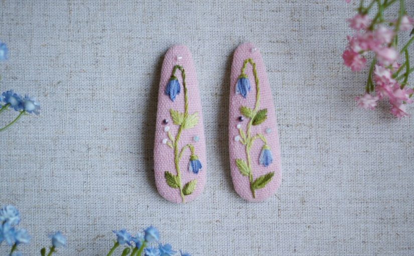 pink linen hair clips